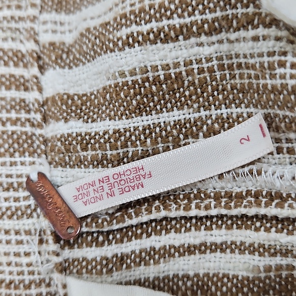 Free People Marta Yarn Dye Trousers White Tan Size 2 100% Cotton - Picture 10 of 13